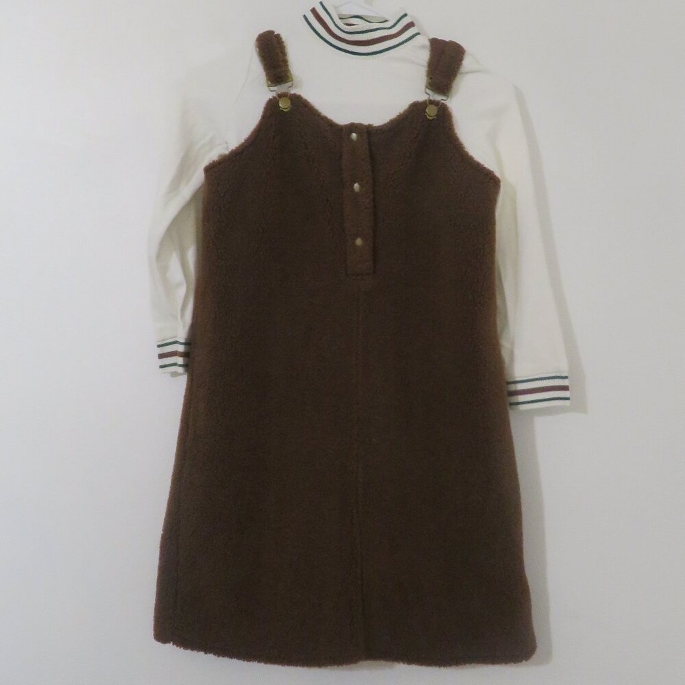 NWOT Petit Clair Brown Sherpa Jumper and Winter White Mock Neck Tee